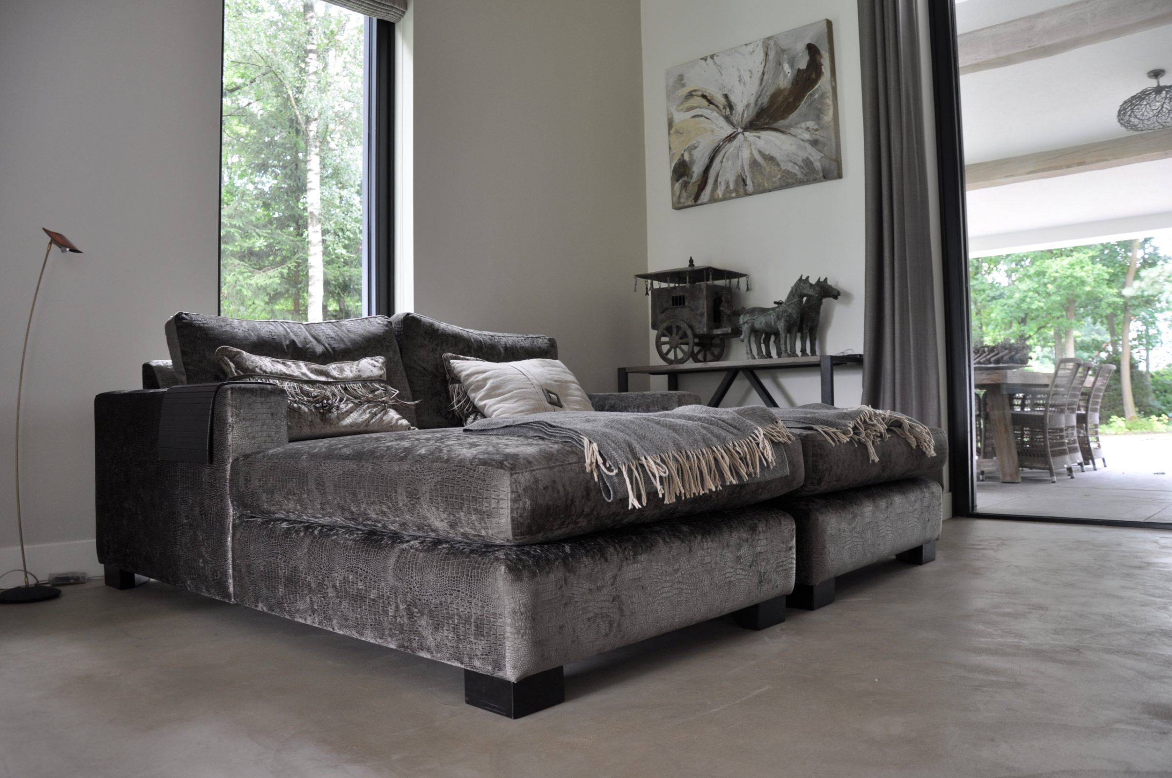 Loungehoek woning Rene en zoon Jesse.