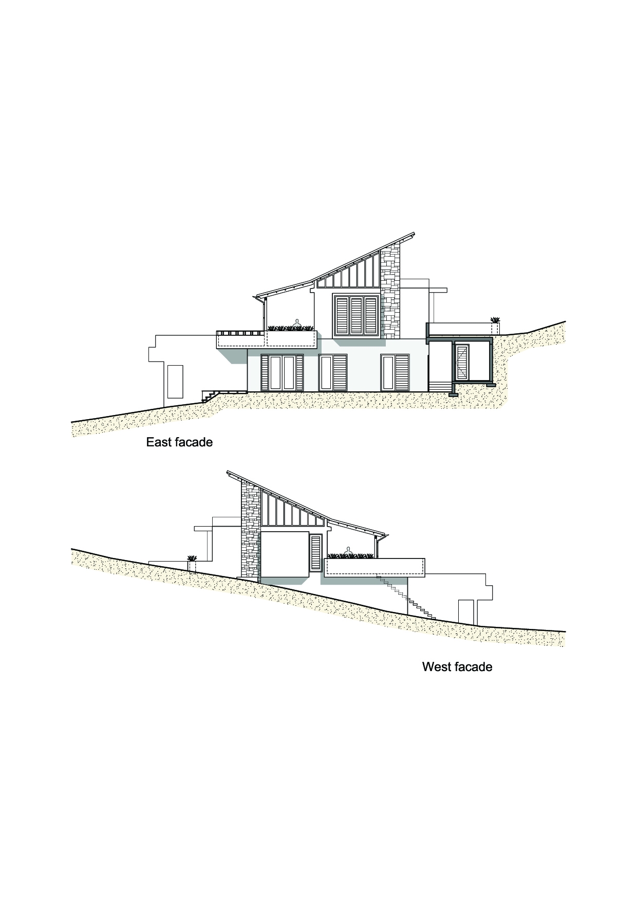 Een ontwerp van Michael Durgaram, een huis op Jan Sofat, Curacao.
Toepassing. Natuursteenstrips Rustiek Kwartsiet.
