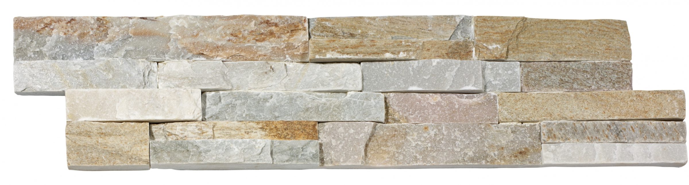 Goud Kwartsiet Natuursteenpaneel bestaande uit diverse strips.