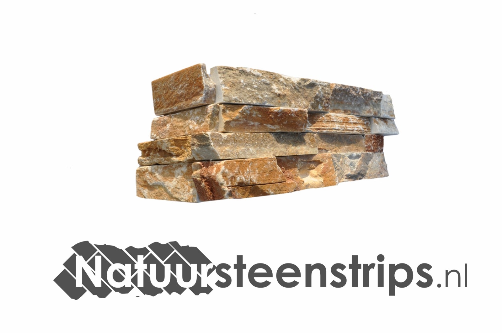 Natuursteenstrips hoeken, type Oranje Kwartsiet.