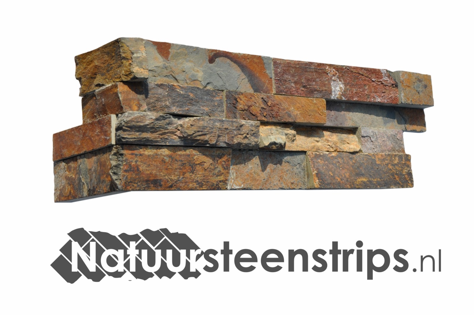 Rustieke Lei Natuursteenstrips hoek oplossing.