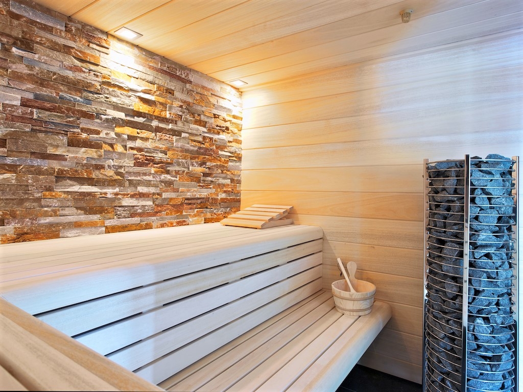 Steenstrips in de sauna.