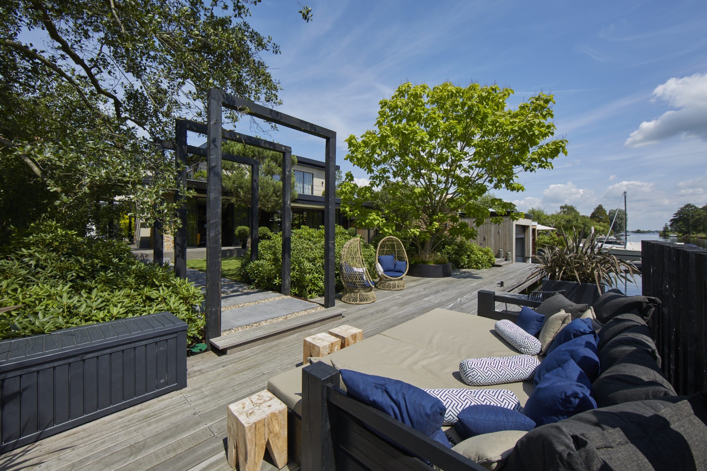 Terras aan het water