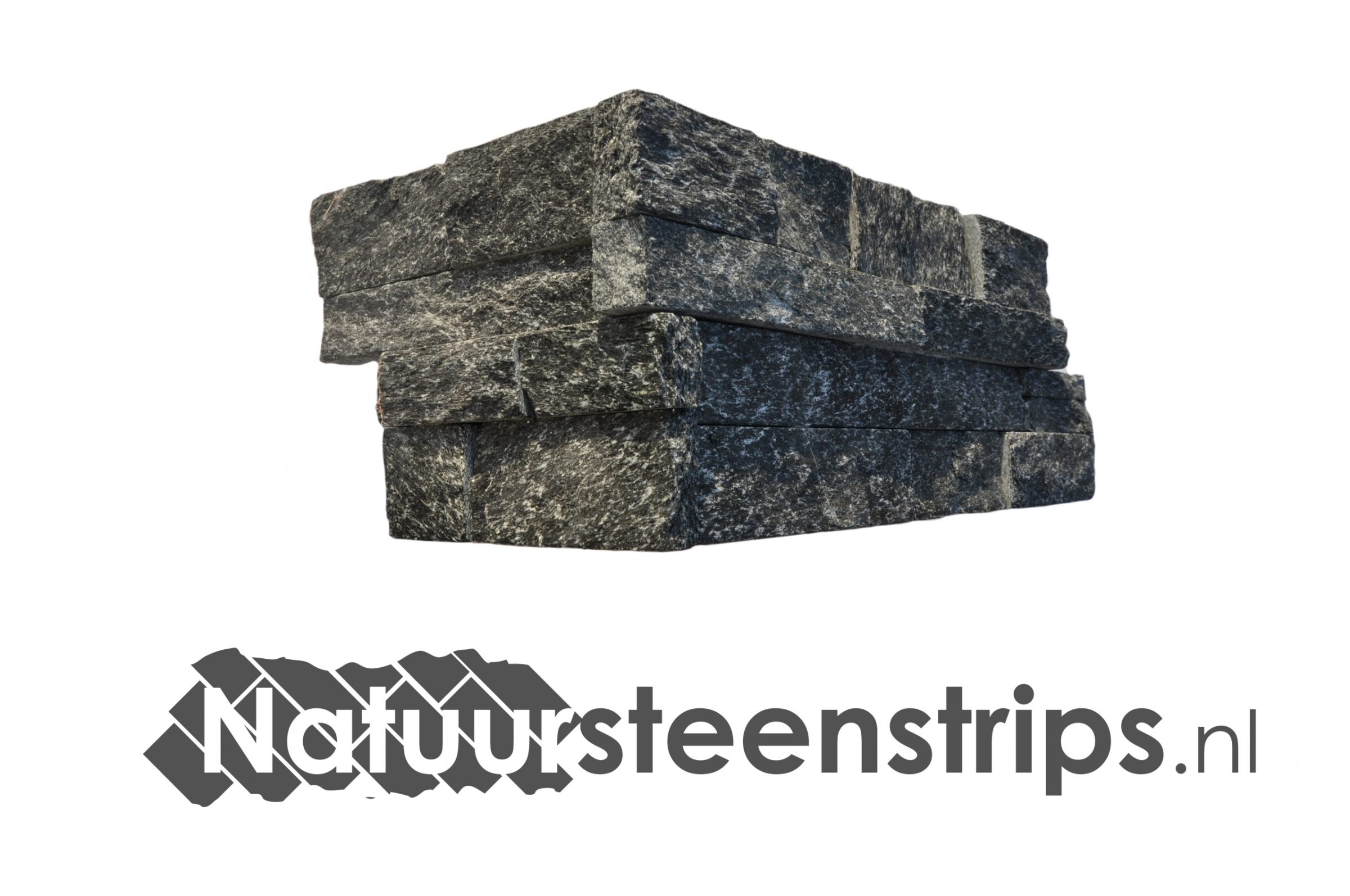 Zwart kwartsiet Natuursteenstrips hoekstuk.