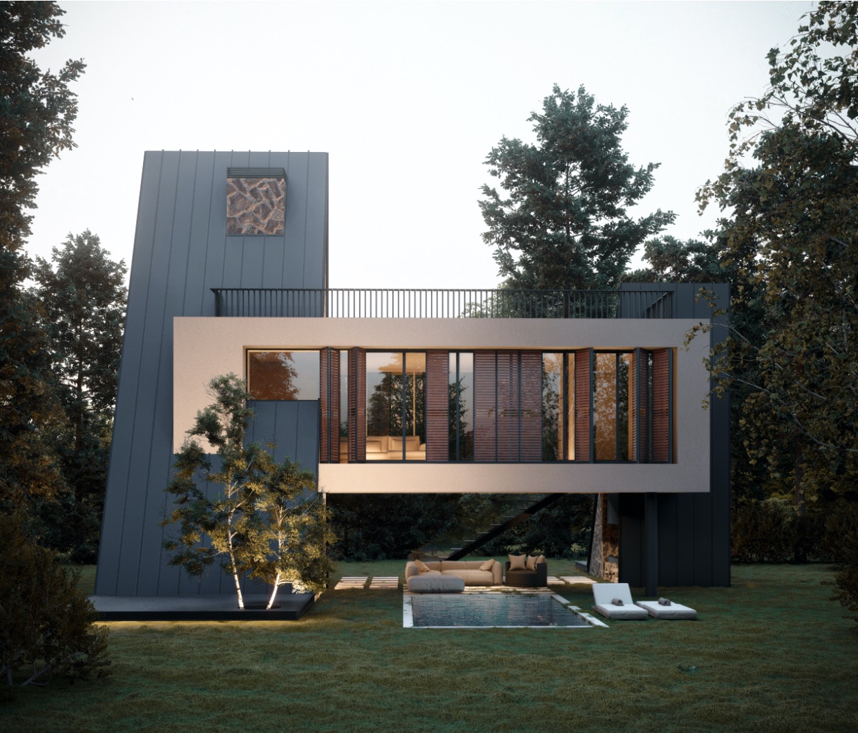 Architect - Aran Architecture, Reza Javadzadeh | Visualisatie - Mostafa Hajizade | https://amazingarchitecture.com/visualization/ararat-villa-in-maku-iran-designed-by-reza-javadzadeh