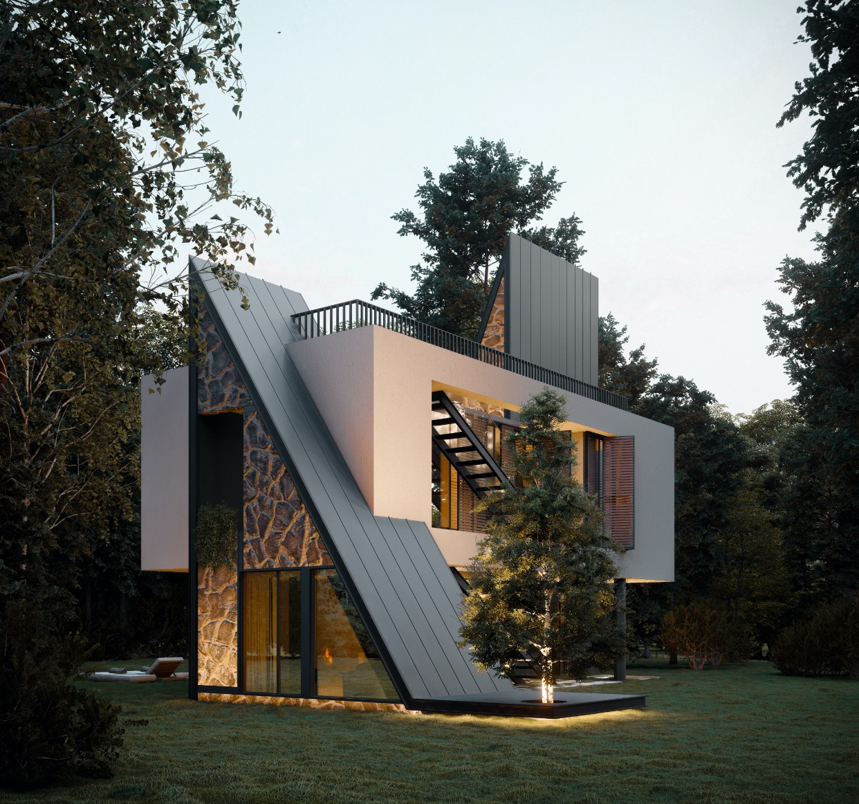 Architect - Aran Architecture, Reza Javadzadeh | Visualisatie - Mostafa Hajizade | https://amazingarchitecture.com/visualization/ararat-villa-in-maku-iran-designed-by-reza-javadzadeh