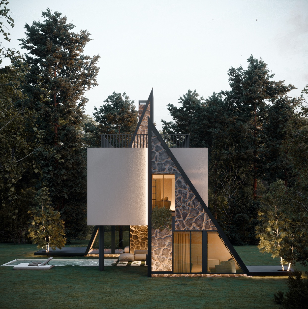 Architect - Aran Architecture, Reza Javadzadeh | Visualisatie - Mostafa Hajizade | https://amazingarchitecture.com/visualization/ararat-villa-in-maku-iran-designed-by-reza-javadzadeh