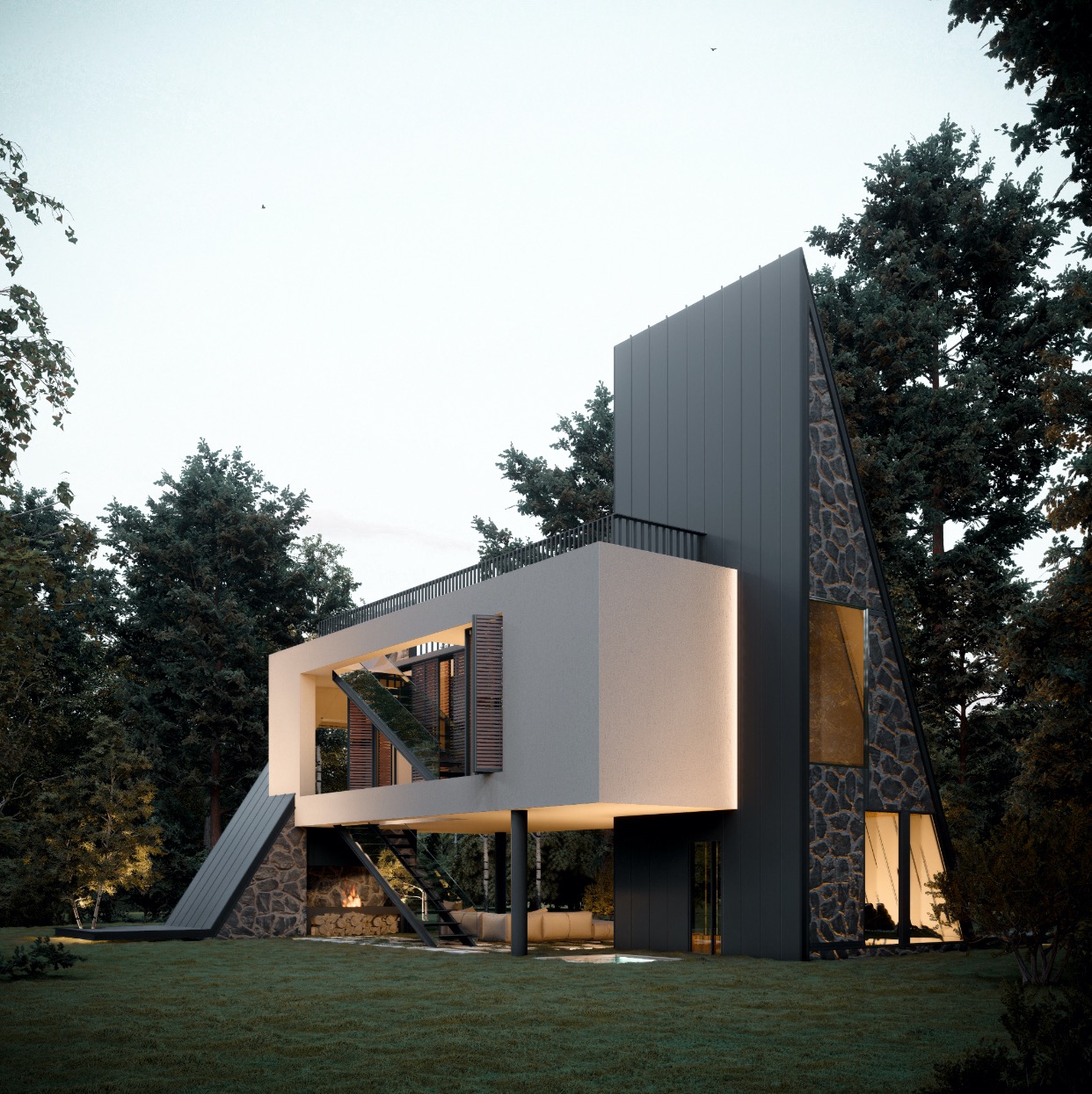 Architect - Aran Architecture, Reza Javadzadeh | Visualisatie - Mostafa Hajizade | https://amazingarchitecture.com/visualization/ararat-villa-in-maku-iran-designed-by-reza-javadzadeh