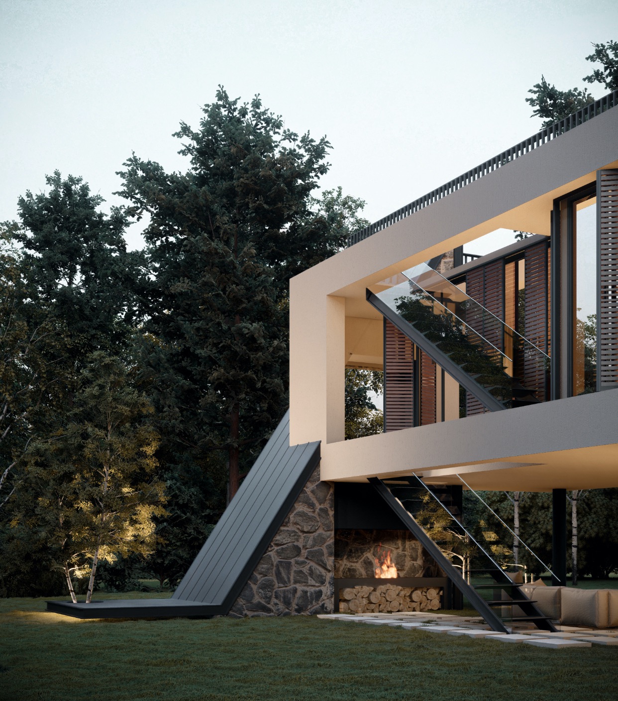 Architect - Aran Architecture, Reza Javadzadeh | Visualisatie - Mostafa Hajizade | https://amazingarchitecture.com/visualization/ararat-villa-in-maku-iran-designed-by-reza-javadzadeh