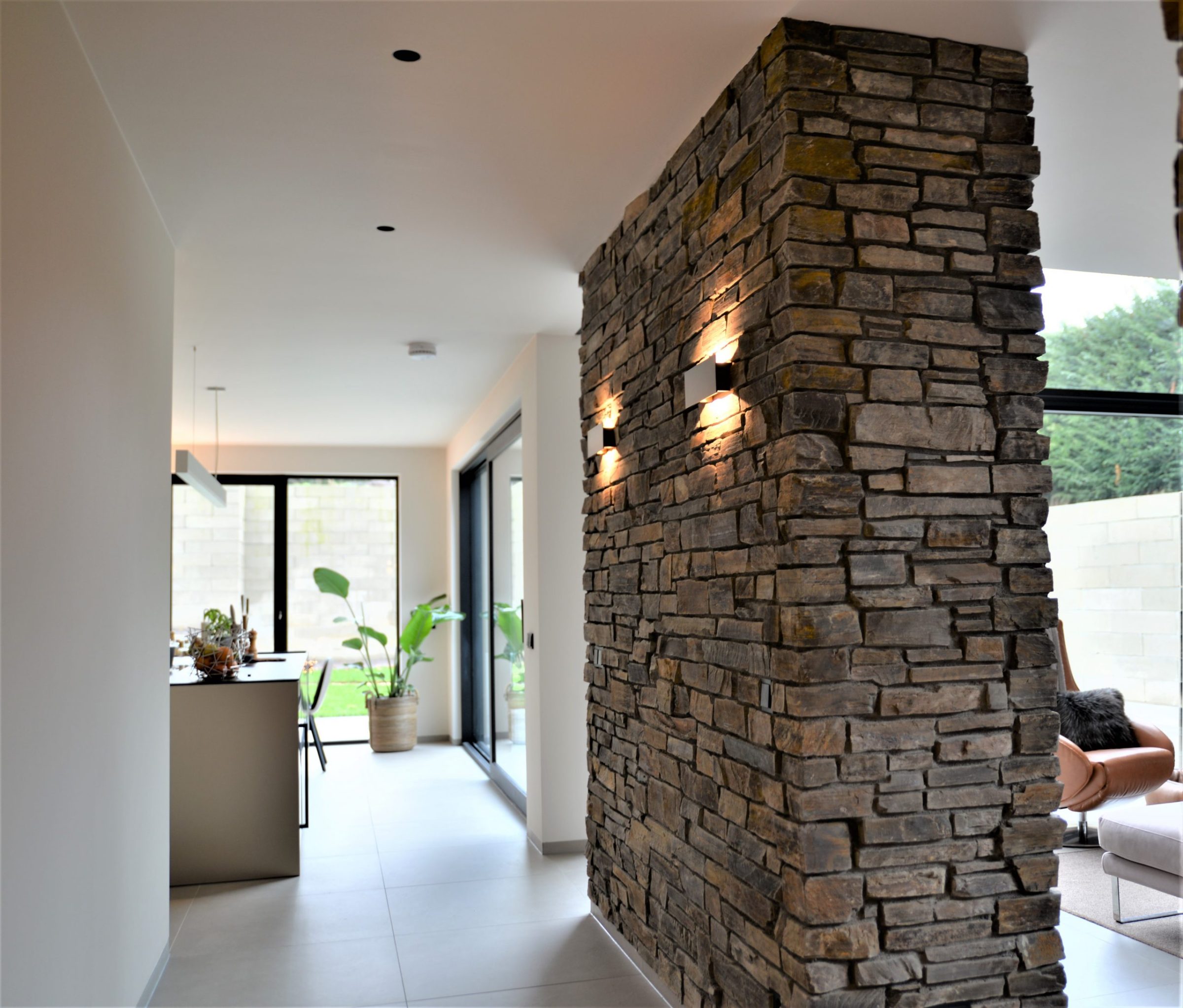 Binnenmuur bekleedt met Rocks Rustieke Lei