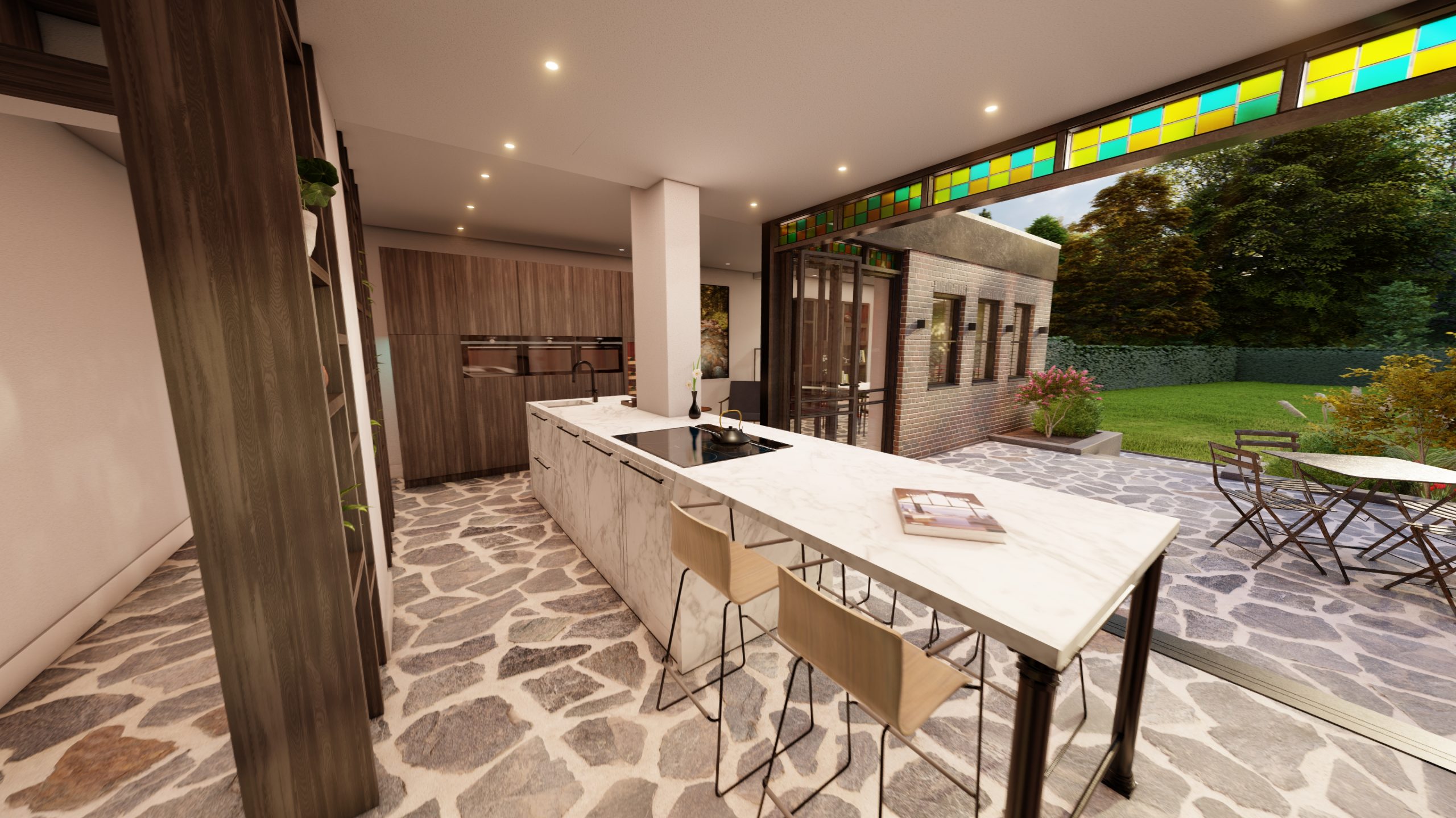Prachtige uitbouw met Flagstones | Visualisatie Paul Ramakers