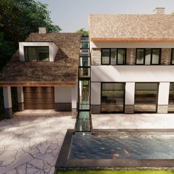 Villa met Flagstones en Steenstrips | Visualisatie Paul Ramakers