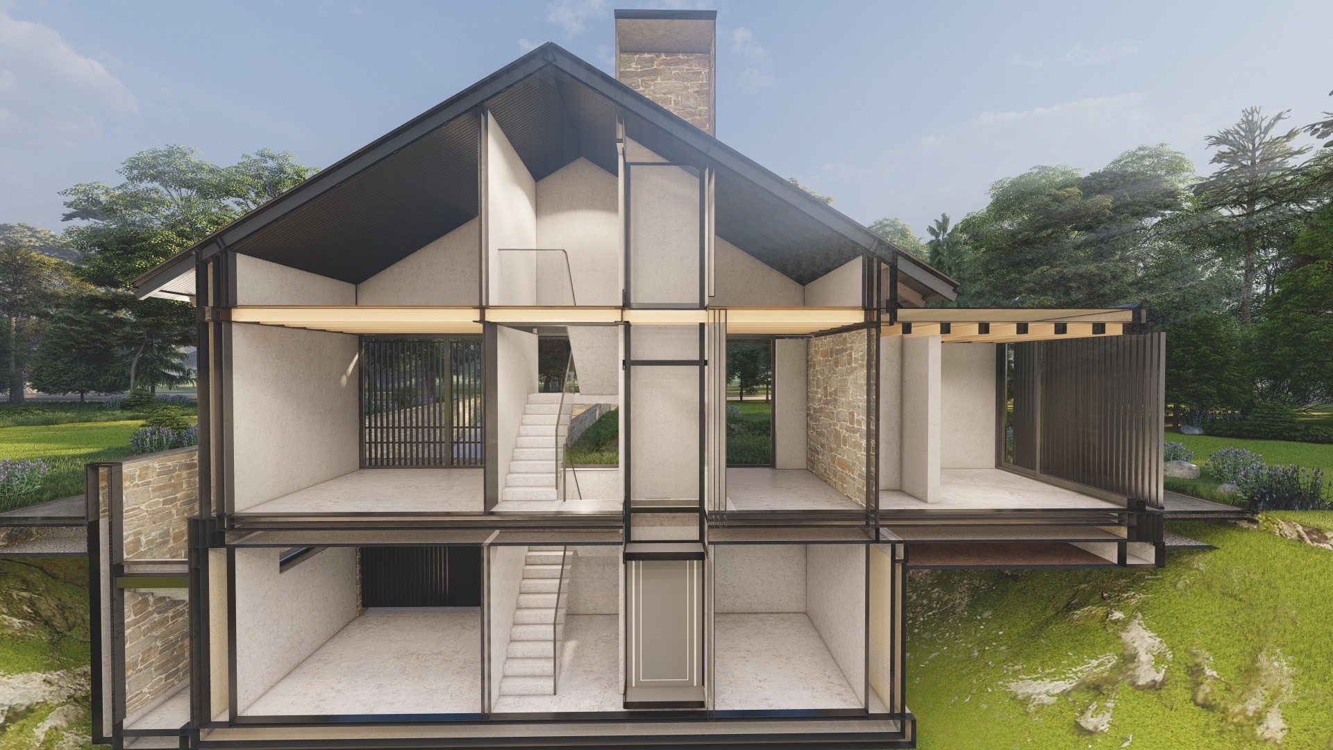 Schuurvilla met Steenstrips