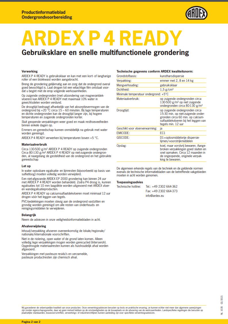 ARDEX P4  – Voorstrijk